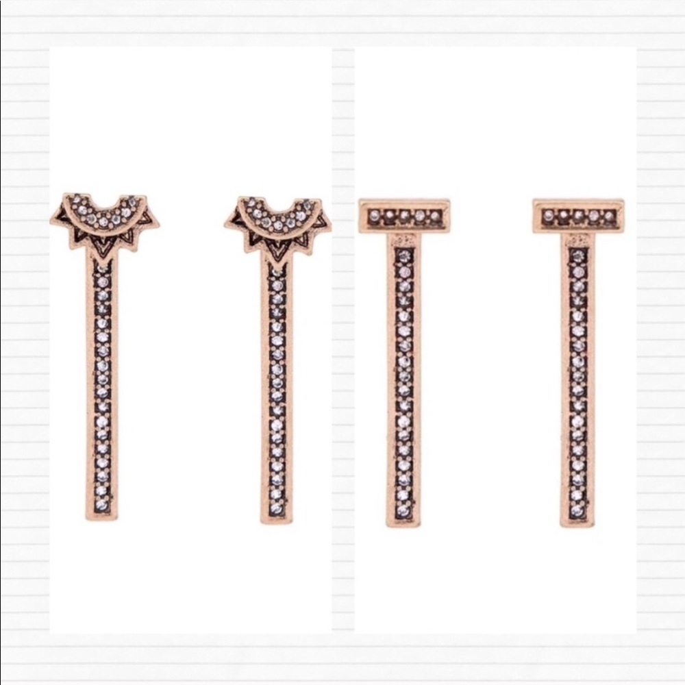 Bronze Earrings 4 in1 Interchangeable Vertical Bar